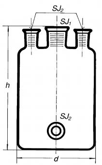 Бутыль Вульфа, плоскодонная, трехгорлая, с отводом, 2429, 2х1926, 1000 мл.
